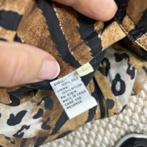 Vintage Fuda International Animal Print 100% Silk Windbreaker Jacket size Large - Picture 12 of 12